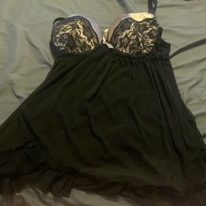 Cream and black lace teddy